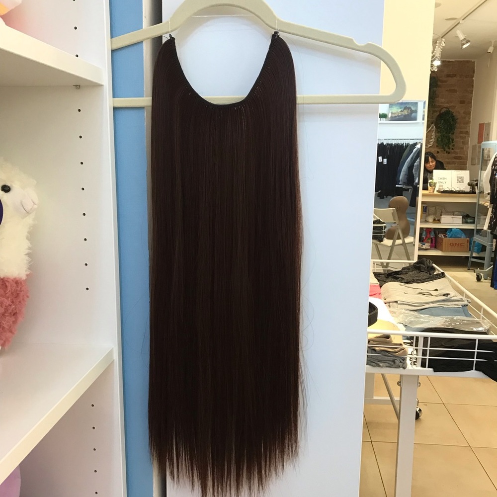 - Fish line band halo hair extension